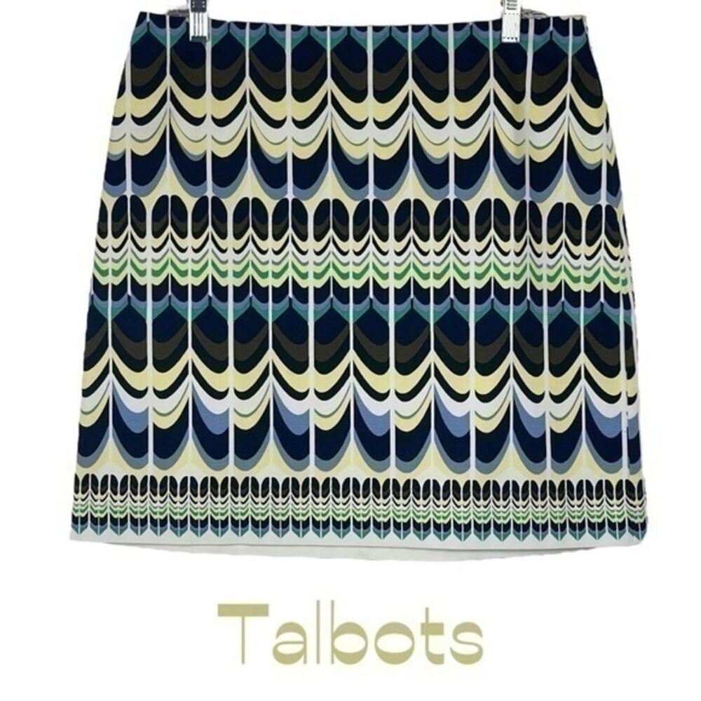 Talbots Navy Yellow Skirt NWOT Size 10